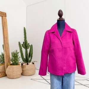 Chicos Women’s 1 = M Tanya Fleece Jacket Open Front Coat Pockets Wild Fuchsia - Picture 1 of 11