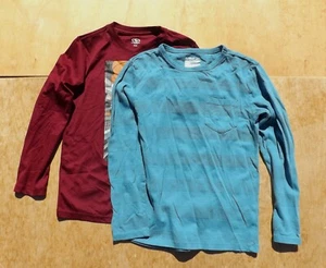 Size Medium (8) Boys Long Sleeve T-shirt Set Aqua/Burg 2 Pcs - Picture 1 of 3