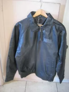 Burk's Bay NRA Leather Jacket Mens Black Bomber Full Zip Long Sleeve Size M NWT - Picture 1 of 12