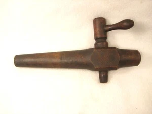 ANTIQUE WOODEN BARREL WINE KEG BUNG SPIGOT SPOUT TAP WOOD FAUCET - Picture 1 of 12