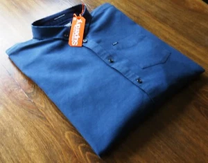 Superdry size XL Slim Men's Casual Shirts Navy Blue NEW - Picture 1 of 12