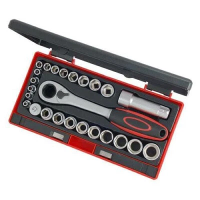 25PC GO THROUGH RATCHET SOCKET SET 10-19MM HOLLOW WRENCH - CT1717 - Image 1 of 3