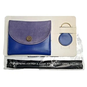 Avon Vintage Genuine Leather & Suede Wallet / Key Chain Gift Set New Old Stock - Bild 1 von 9