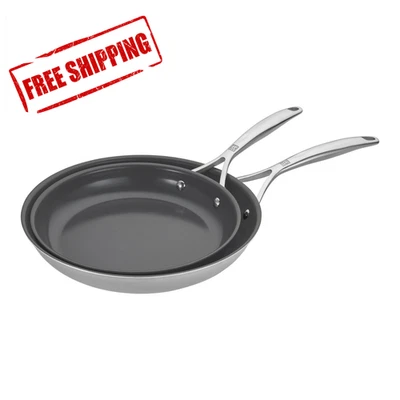 ZWILLING Energy Plus 2-pc Stainless Steel Ceramic Nonstick 10 &12-in Fry Pan Set - Image 1 of 3