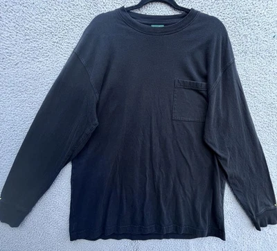 Vtg Scandia Woods Men's Large Black Long Sleeve Crew Neck Pocket T Shirt Read - Image 1 of 4