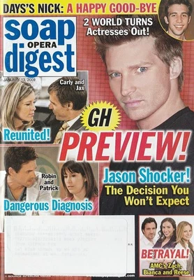 Soap Opera Digest Jan 13, 2009 GRAYSON MCCOUCH-KEVIN DOBSON-KRISTIAN ALFONSO-GH - Image 1 of 4