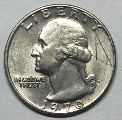 1970 D Washington quarter strike through error - Image 1 of 4