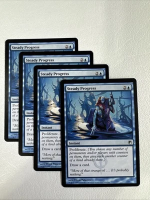 X4 Steady Progress NM/MINT Scars of Mirrodin Regular 45/249 Common MTG - Image 1 of 2