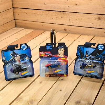 3 Hot Wheels DC Character Cars Superman w/ Heat Vision, Batman, The Penguin - Image 1 of 4