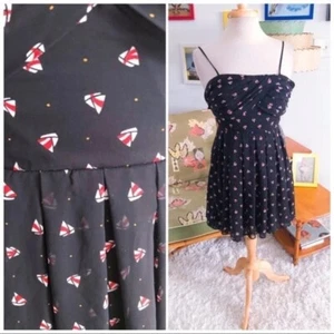 B Darlin Spring Summer Boat & Polka Dot Lace Hem Cami Black Dress Women's Size M - Picture 1 of 16