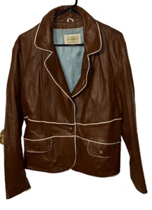 Vintage Wilsons LEATHER Jacket Brown Womens XL New Without Tags 90’s Light Trim - Picture 1 of 8