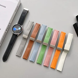Genuine Leather Strap Band for Samsung Galaxy Watch 4 / 5 40mm 44mm / 5 Pro 45mm - Zdjęcie 1 z 14