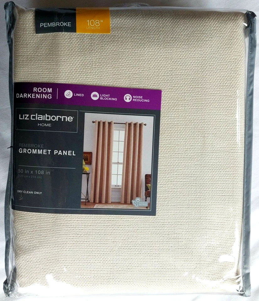 Liz Claiborne Fog Mist Pembroke Lined Grommet Panel 50"x108" - Image 1 of 2
