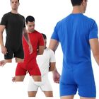 Men's Athletic Short Romper Short Sleeve Jumpsuit Boxer Shorts Coverall Playsuit