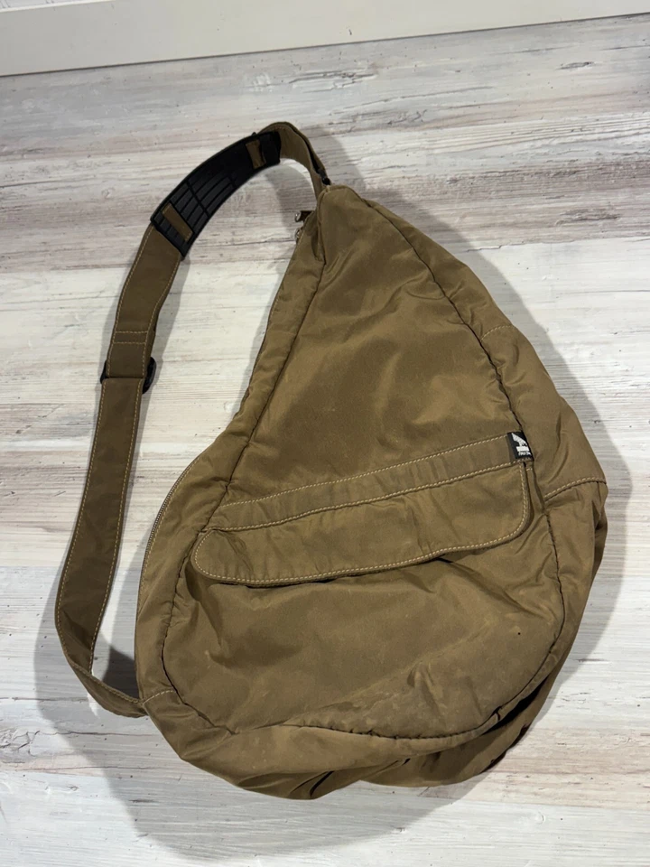 AmeriBag Healthy Back Bag BrownOlive Nylon Sling Backpack Comfort Travel Purse - Image 1 of 4