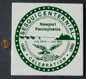 1990 Newport Pennsylvania Sesquicentennial Celebration Trivet Canal Boat COOL ++ - Picture 1 of 1