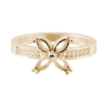 925 Silver Cluster Semi Mount Blank Setting Marquise 2.5x5MM Wedding Ring Size 7 - Image 1 of 4