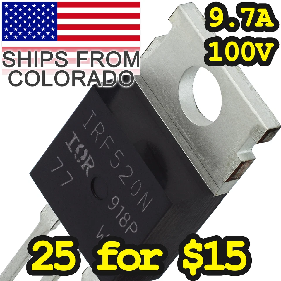 MOSFET IRF520N (9.7A 100V - Nível Lógico) (Arduino / TTL) - Imagem 1 de 4