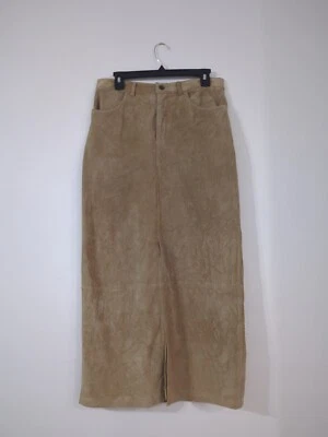 Mujer Seattle Gamuza Eddie Bauer Tostado Marrón Forrado Recto Cuero Falda Talla 8 Foto 1 de 4