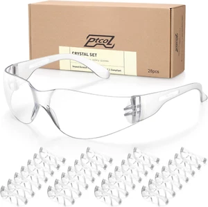 28 Pack Safety Glasses Crystal Clear (Bulk Pack of 24+4) Unisex Anti-Scratch ... - Picture 1 of 1