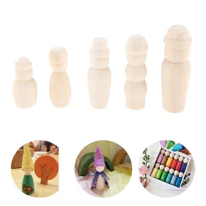 5Pcs Male Female People Wooden Peg Dolls Unfinished DIY Crafts for Paint Stain - Picture 1 of 6