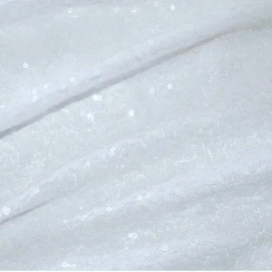 3mm Glitter Sequin Fabric Material Sparkling Sequins 2W Stretch 130cm wide WHITE - Picture 1 of 6