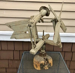 Rare American Folk Artist Gary Birch Man In Top Hat Whirligig - Picture 1 of 12