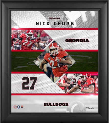 Nick Chubb Georgia Bulldogs Framed 15" x 17" Stitched Stars Collage Cover