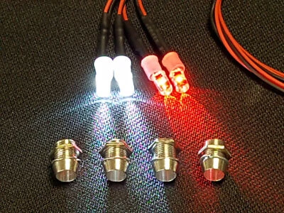 LED LIGHT-KIT BELEUCHTUNGSSATZ MIT 4 LED & HALTERUNG FÜR RC-CARS # LED-4V2 - Bild 1 von 2