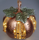 metal + wood lighted 10" Halloween pumpkin Jack-O-lantern lantern decoration