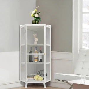 42.5" H Tall Corner Cabinet Corner Storage Cabinet with 1 Doors and 3 Shelves - Picture 1 of 9