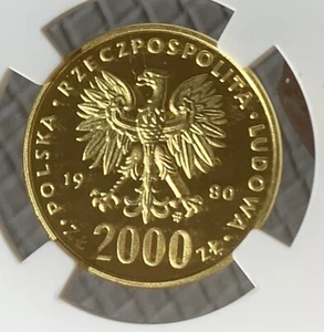 1980 POLAND GOLD 2000Z LAKE PLACID OLYMPICS NGC PF68 ULCA - Picture 1 of 3