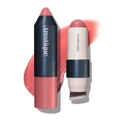 treStiQue Blush Stick Vegan Blush Stick With Built-In Blush Brush Pink Blush ... - Image 1 of 4