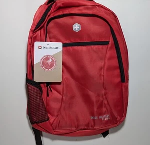 NWT Swiss Military Design Red Camping Outdoor 2 Strap Gym Laptop Backpack - Picture 1 of 7