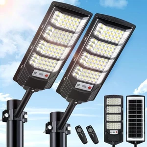 2 Pack Solar Street Lights Outdoor Waterproof 20000LM 6500K LED Solar Motion ... - Picture 1 of 7