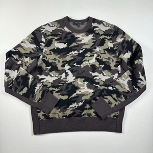 Rag & Bone Army Multi Camo Intarsia Wool Crew Sweater Mens Large Long Sleeve - Picture 1 of 10
