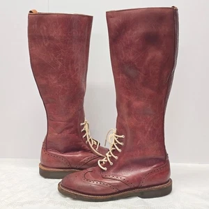 Vintage Dr. Martens Moya burgunderrot groß Brogue Budapester Motorradstiefel Damengröße 7 - Bild 1 von 14