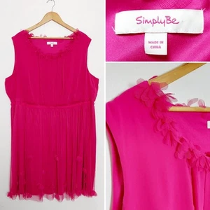 Simply Be Hot Pink Cerise Net Mesh Skirt Dress Size UK 28 Special Occasion - Picture 1 of 9
