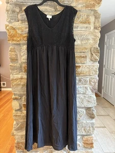 Hanro Of Switzerland Vintage 90s Full Length Silk Black Gown L Embroidery Sheer - Picture 1 of 6