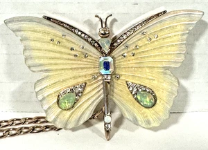 Pendant Statement Necklace Flutterbye Betsey Johnson Huge Butterfly Moth - Picture 1 of 9