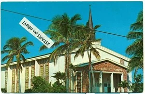 1950s DELRAY BEACH, FL, FIRST BAPTIST CHURCH BUILDING POSTCARD - Picture 1 of 1