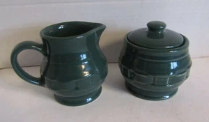 CREMA Y AZUCARERO DE CERÁMICA LONGABERGER CON TAPA - VERDE HIEDRA - Imagen 1 de 2