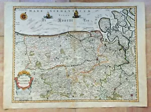 FIANDRE c. 1655 NICOLAS SANSON INSOLITA GRANDE MAPPA ANTICA A COLORI - Foto 1 di 10