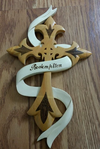 L Celtic Cross Prayer Redemption Hawaiian Handcrafted Wood Art Wall Hanging Cover