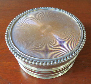 Apollo Brass Powder Jar/Box Hollywood Regency Style Glass Insert
