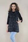 Ladies Puffer Hooded Gilet 3/4 Length Quilted Waistcoat Padded Vest Bodywarmer