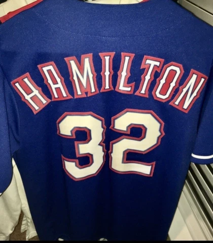 Josh Hamilton Majestic Texas Rangers Blue Jersey#32  Size Medium Stitched Logo Cover
