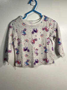 garanimals baby girls shirt size 12 months long sleeve unicorns grey rainbows - Picture 1 of 6