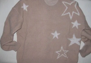 Romwe kawaii star print oversized sweater L tan nwt - Picture 1 of 2