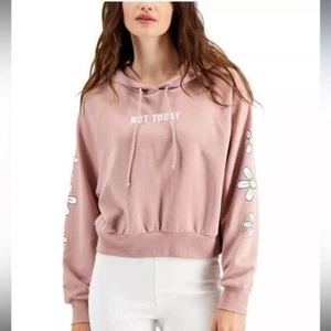 Rebellious OneJuniors' Floral-Sleeve Not TodayHooded Sweatshirt Rose Large - Picture 1 of 5